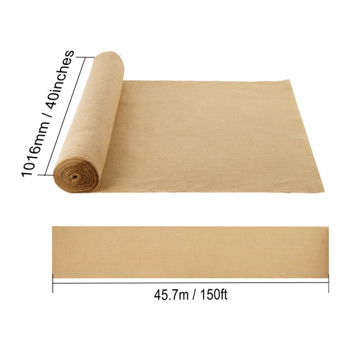 VEVOR 40” x 150 ft Burlap Fabric Roll, 50 x 50 High Density Wide Natural Burlap Fabric Rolls, Jute Fabric Burlap Tree Wrap Roll, for Decor, Crafts,
