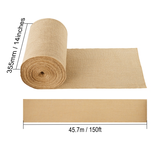 VEVOR 4” x 150 ft Burlap Fabric Roll, 50 x 50 High Density Wide Natural Burlap Fabric Rolls, Jute Fabric Burlap Tree Wrap Roll, for Decor, Crafts,