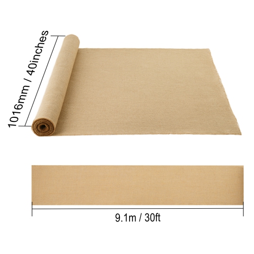 VEVOR 40” x 30 ft Burlap Fabric Roll, 50 x 50 High Density Wide Natural Burlap Fabric Rolls, Jute Fabric Burlap Tree Wrap Roll, for Decor, Crafts,