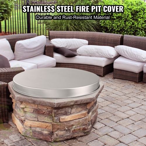 VEVOR 20" Fire Pit Cover Lid, Portable Firepit Spark Screen,Stainless Steel Steel Metal Cover, Easy-Opening Outdoor Wood Burning and Camping Stove