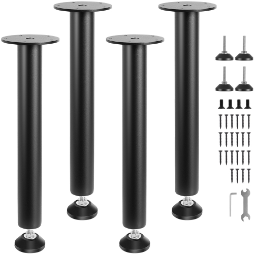 VEVOR 16 Inch Adjustable Desk Legs, Reinforced Steel Office Table Furniture legs Set of 4 for DIY, 1200 lbs Load Capacity, Heavy Duty Desk Legs with