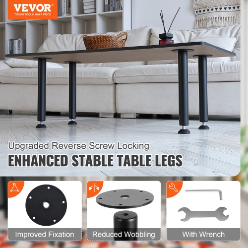 VEVOR 16 Inch Adjustable Desk Legs, Reinforced Steel Office Table Furniture legs Set of 4 for DIY, 1200 lbs Load Capacity, Heavy Duty Desk Legs with