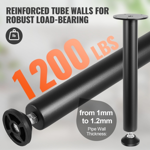 VEVOR 16 Inch Adjustable Desk Legs, Reinforced Steel Office Table Furniture legs Set of 4 for DIY, 1200 lbs Load Capacity, Heavy Duty Desk Legs with