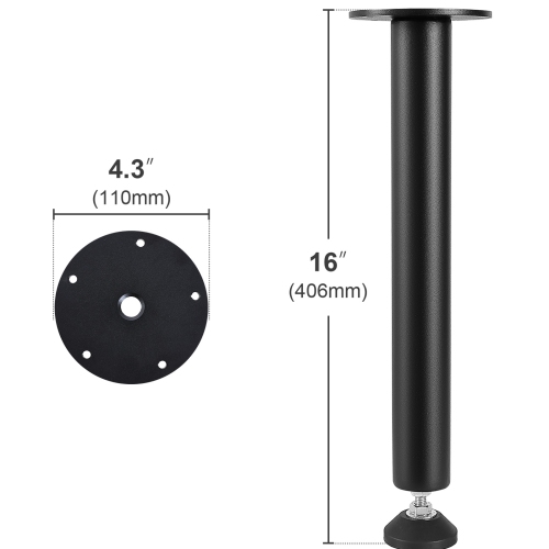 VEVOR 16 Inch Adjustable Desk Legs, Reinforced Steel Office Table Furniture legs Set of 4 for DIY, 1200 lbs Load Capacity, Heavy Duty Desk Legs with