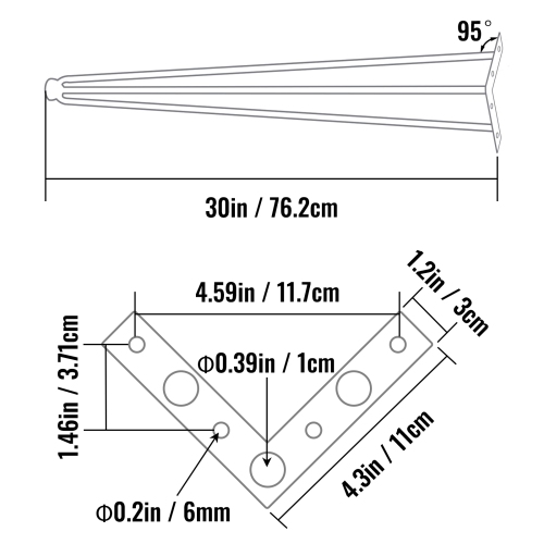 VEVOR 30" Hairpin Table Legs Black Set of 4 Desk Legs 880lbs Load Capacity Hairpin Desk Legs 3 Rods for Bench Desk Carbon Steel DIY Heavy Duty