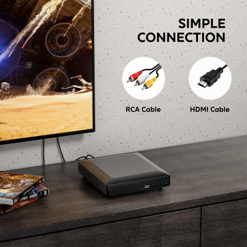 Mini HD DVD Player,CD Player for Home,DVD Players for TV, HDMI & RCA Cable Included,HD 1080P,All Region,Breakpoint Memory,Built-in PAL/NTSC,USB 2.0