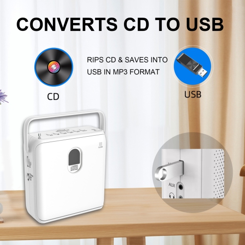 Portable CD Player for Home,Bluetooth CD Player with Dual Speakers FM Radio LCD Display,CD Radio Player Support USB AUX Playback Headphone Jack
