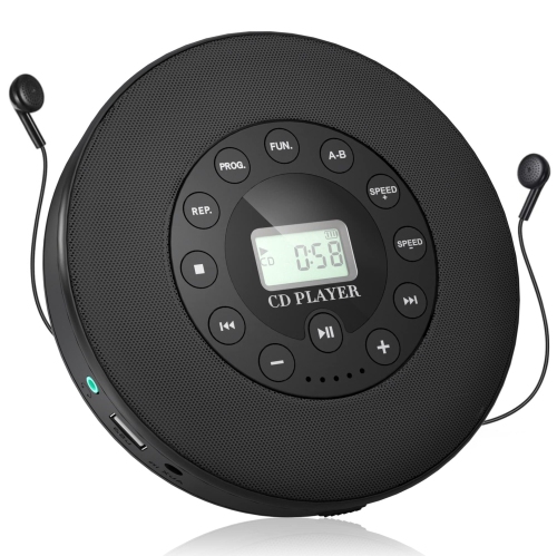 MYACUC  Portable Bluetooth CD Player Built-In Speaker Stereo, Personal Walkman Mp3 Players Rechargeable Compact Car Disc CD Music Player USB Play