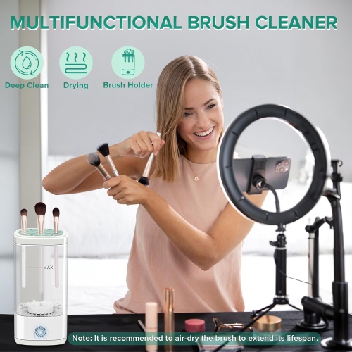 Electric Makeup Brush Cleaner,Multi-Functional Cosmetic Brush Cleaner,Portable Automatic Makeup Brush Cleaning Machine With Dryer-Holder,USB-C