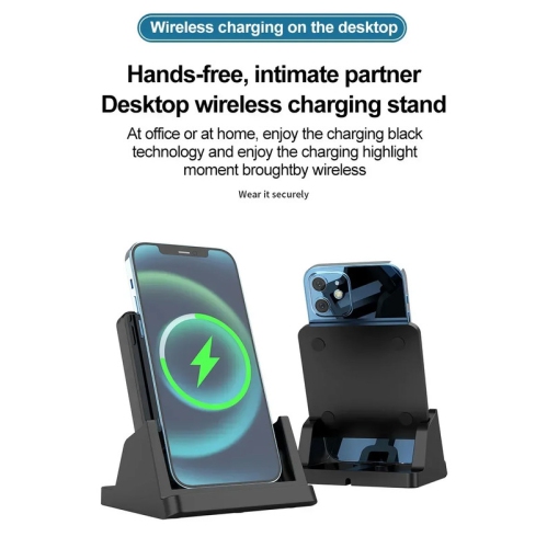 30W Wireless Charger Pad Stand Desktop Ultra-thin Mobile Phone Fast Charging Dock Station For iPhone 15 14 13 12 Samsung Xiaomi(Elegant black)