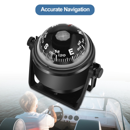 Black Electronic Adjustable Military Marine Ball Night Vision Compass for Boat Vehicle