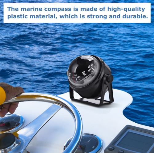 Black Electronic Adjustable Military Marine Ball Night Vision Compass for Boat Vehicle
