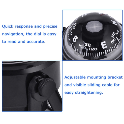 Black Electronic Adjustable Military Marine Ball Night Vision Compass for Boat Vehicle
