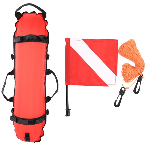 Image 1 de 10.. POURSUIVEZ LA PLONGÉE sous-marine Inflation Torpedo Buoy Signal Float Ball & Flag