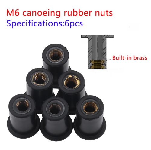 Écrous de puits en caoutchouc durable M6 6 pièces Boulons de pare-brise pour motos Kayak Canoe Boats