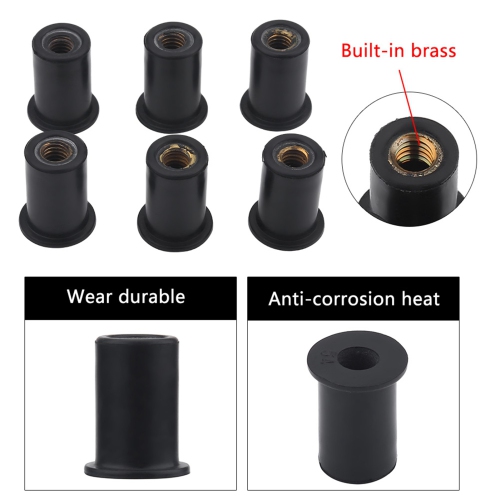 Écrous de puits en caoutchouc durable M6 6 pièces Boulons de pare-brise pour motos Kayak Canoe Boats