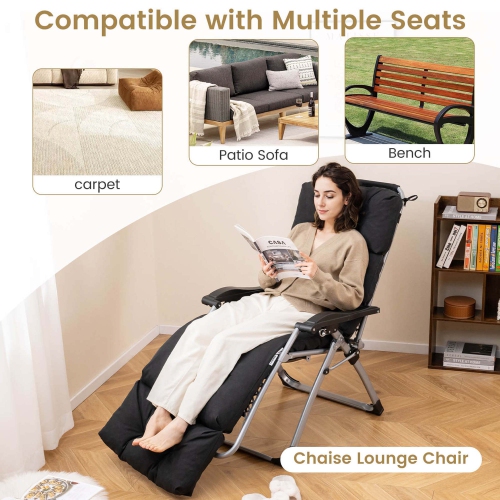 Costway 73" Lounge Chaise Cushion Padded Recliner Cushion Indoor Outdoor