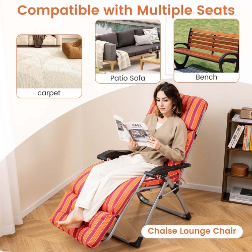 Coussin de chaise longue inclinable rembourré 73&nbsp;po Costway 2 PCS intérieur noir/orange foncé/gris/orange/brun/beige