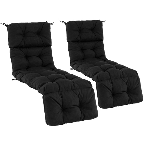 COSTWAY  2 PCs 73" Lounge Chaise Cushion Padded Recliner Cushion Indoor Outdoor Black/dark Orange/gray/orange/brown/beige
