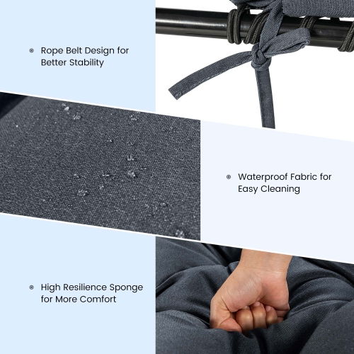 Costway 2 PCS 73" Lounge Chaise Cushion Padded Recliner Cushion Indoor Outdoor Black/Dark Orange/Gray/Orange/Brown/Beige