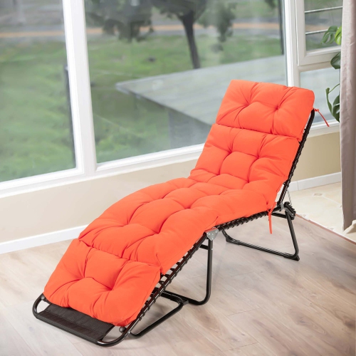 Costway 2 PCS 73" Lounge Chaise Cushion Padded Recliner Cushion Indoor Outdoor Black/Dark Orange/Gray/Orange/Brown/Beige