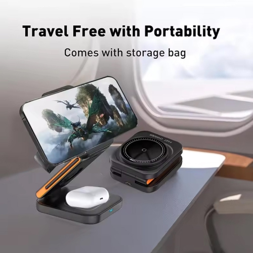 30W 3 in 1 Foldable Charging Station Fast Magnetic Wireless Charger Stand for iPhone 15 14 13 12 Apple Watch 8 7 6 Airpods Pro(White)