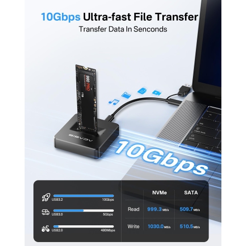 ACASIS M.2 NVMe to USB Docking Station, USB 3.2 Type-C, Tool-Free, Compatible with Thunderbolt 4/3, Up to 8TB, Aluminum Enclosure