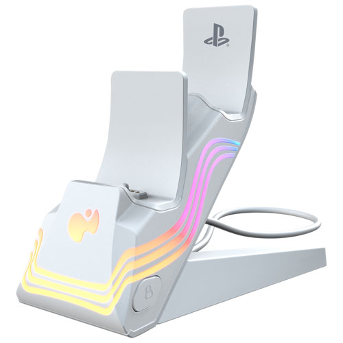 Chargeur double Afterglow Wave de PDP pour PS5 - Blanc