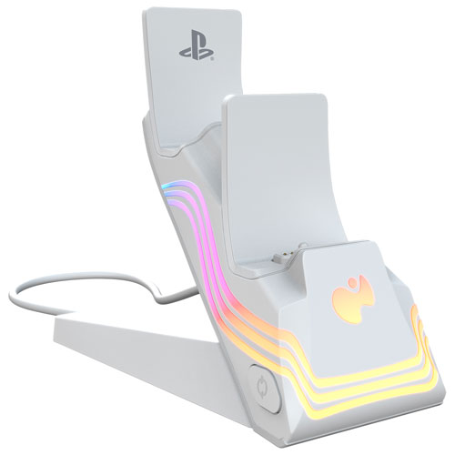PDP Afterglow Wave Dual Charger for PS5 - White