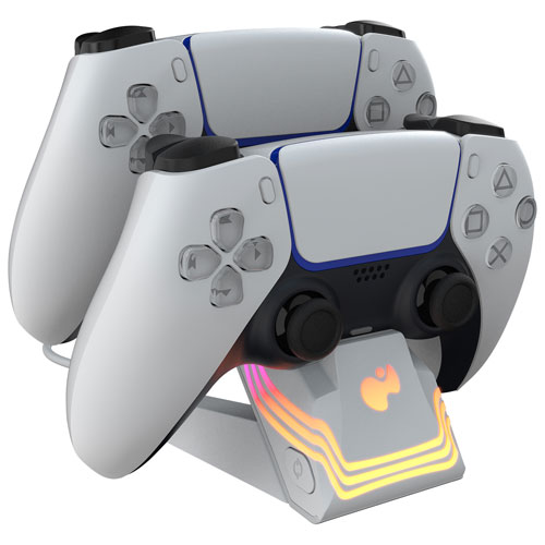 PDP Afterglow Wave Dual Charger for PS5 - White