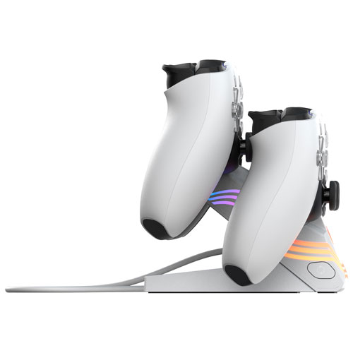 PDP Afterglow Wave Dual Charger for PS5 - White