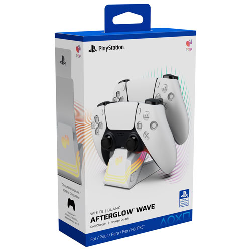PDP Afterglow Wave Dual Charger for PS5 - White