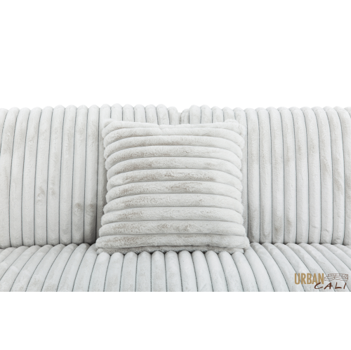 Canapé-lit modulaire en velours côtelé feuilleté gris pâle Atherton Opulence d'Urban Cali avec chaise de rangement