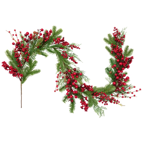 Cedar, Pine and Berries Artificial Christmas Garland - 5' - Unlit