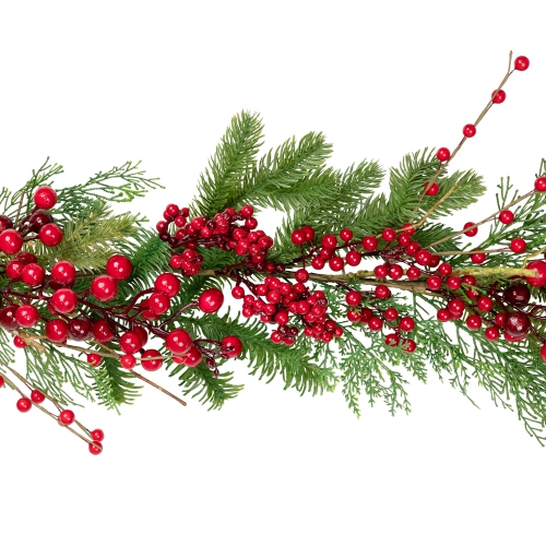 Cedar, Pine and Berries Artificial Christmas Garland - 5' - Unlit