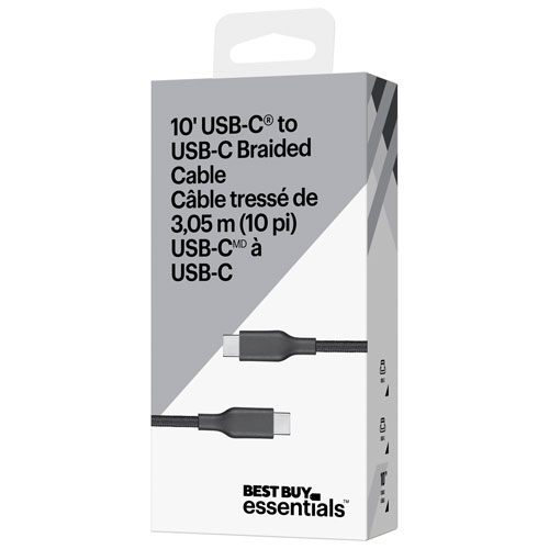 Câble tissé USB-C à USB-C de 3 m (10 pi) de Best Buy Essentials - Exclusivité Best Buy