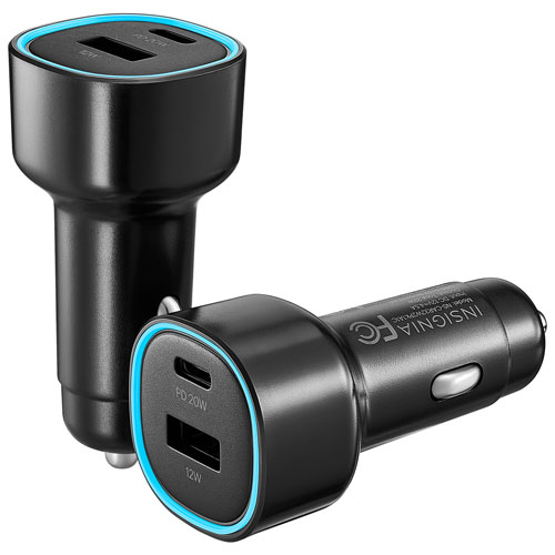 Insignia 32W Dual USB-C/USB-A Car Charger - 2 Pack - Black