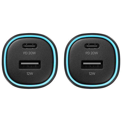 Insignia 32W Dual USB-C/USB-A Car Charger - 2 Pack - Black