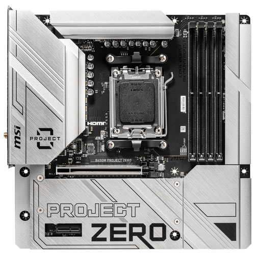 MSI B650M Project Zero Micro-ATX AM5 Motherboard for AMD Ryzen 9000/8000/7000 Series CPUs