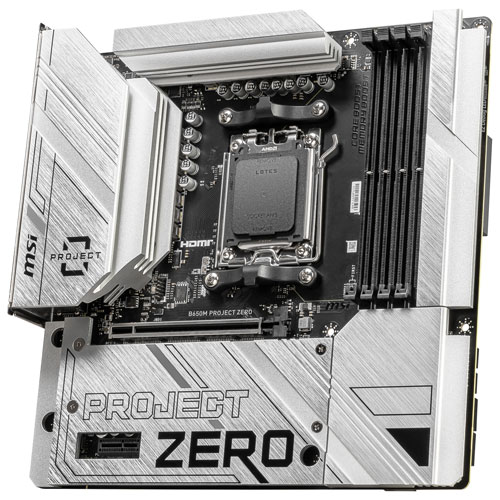 MSI B650M Project Zero Micro-ATX AM5 Motherboard for AMD Ryzen 9000/8000/7000 Series CPUs