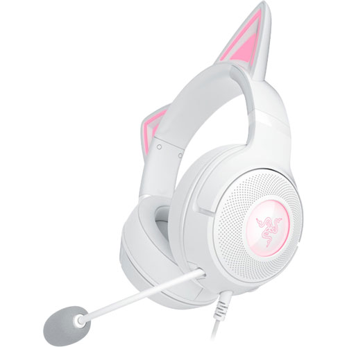 Casque de jeu avec microphone Kraken Kitty Edition V2 de Razer - Blanc