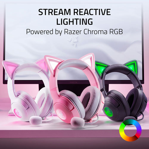 Razer Kraken Kitty Edition V2 Gaming Headset with Microphone - White