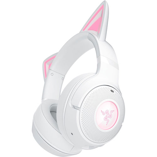 Casque de jeu sans fil avec microphone Kraken Kitty Edition V2 de Razer - Blanc