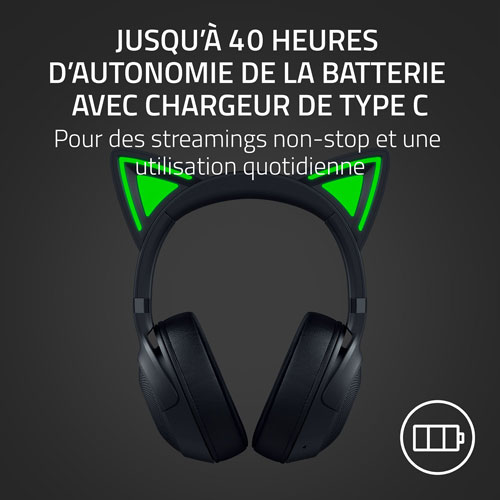 Razer Kraken Kitty Edition V2 Wireless Gaming Headset with Microphone - Black
