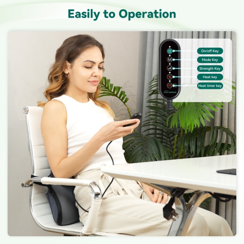 Snailax Memory Foam Shiatsu Back Massager Lumbar Support Pillow with Heat, with 8 Shiatsu Nodes for Back Pain Relief - 132