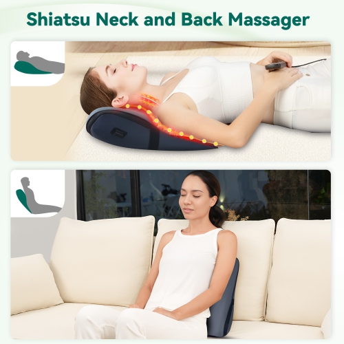 Snailax Memory Foam Shiatsu Back Massager Lumbar Support Pillow with Heat, with 8 Shiatsu Nodes for Back Pain Relief - 132