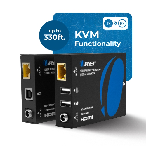 OREI 1080p HDMI Extender - 330ft (Cat6) (HD-EX330-KVM)