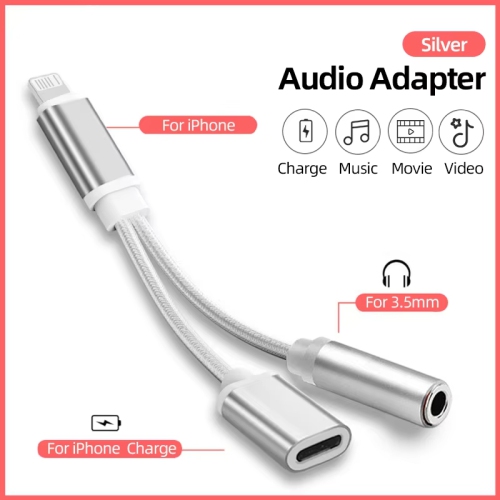 2 IN1 3.5mm Jack Headphones Audio adapter For iPhone 14 13 12 11 XR Plus Pro Max Mini USB Type C Fast Charger Adapter