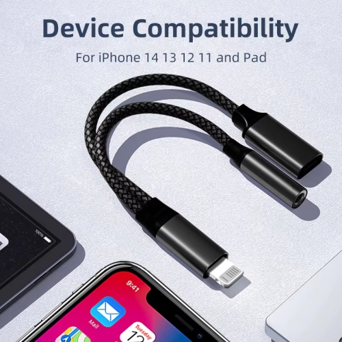 2 IN1 3.5mm Jack Headphones Audio adapter For iPhone 14 13 12 11 XR Plus Pro Max Mini USB Type C Fast Charger Adapter