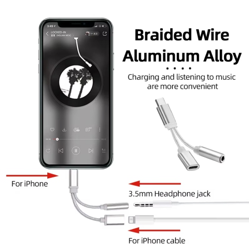 2 IN1 3.5mm Jack Headphones Audio adapter For iPhone 14 13 12 11 XR Plus Pro Max Mini USB Type C Fast Charger Adapter